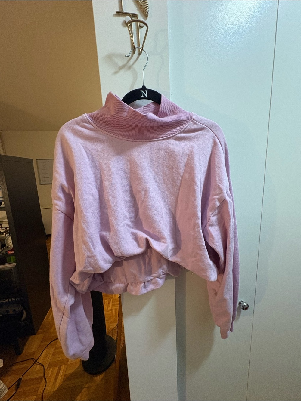 Pink Cropped Turtleneck Sweater